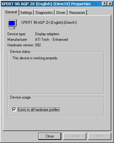 ATI Xpert 98 AGP 2x General Properties