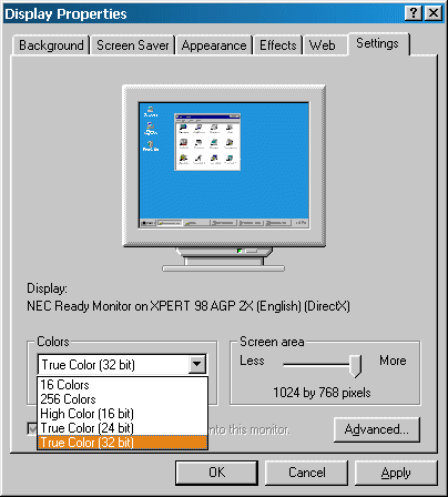 ATI Xpert 98 AGP 2x Settings