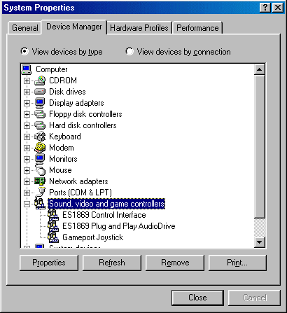 Click on ESS 1869 Audio Devices to view additional screens.