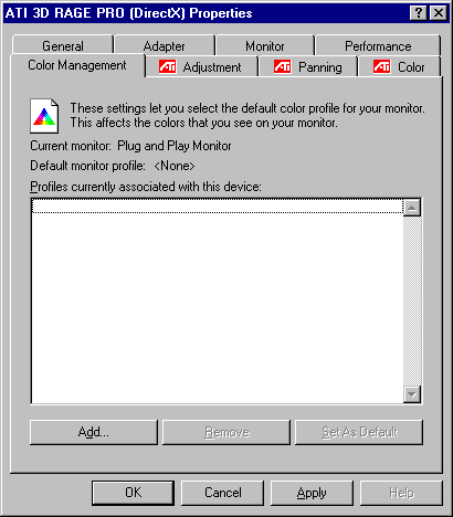 ATI RAGE PRO Display Properties - Color Management