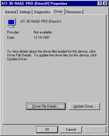 ATI 3D RAGE PRO Driver Properties