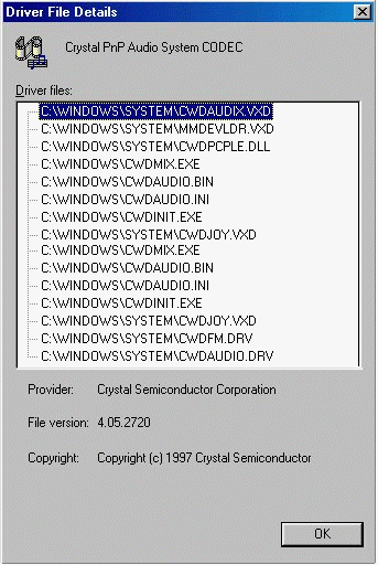 Click on Crystal Audio Devices to view additional screens.